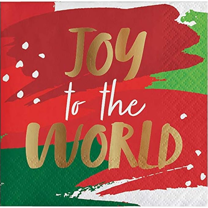 CHRISTMAS PARTY JOY NAPKINS 16 PIECES, GOLDEN - Image 1